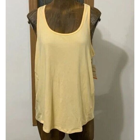 Jockey Racer Back Tank Top Women's Large Yellow Moisture Wicking Soft - Picture 1 of 9